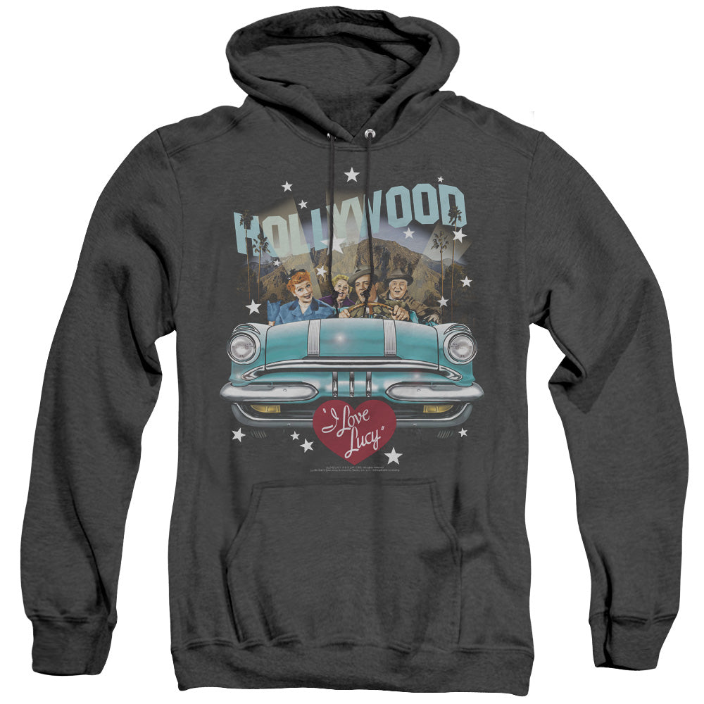 I Love Lucy Hollywood Road Trip Mens Heather Hoodie Black Officially Licensed
