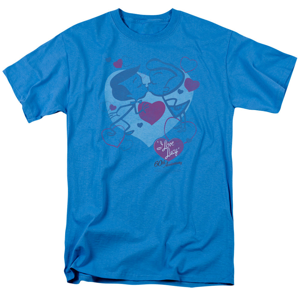 I Love Lucy Cartoon Kiss Mens T Shirt Turquoise Officially Licensed