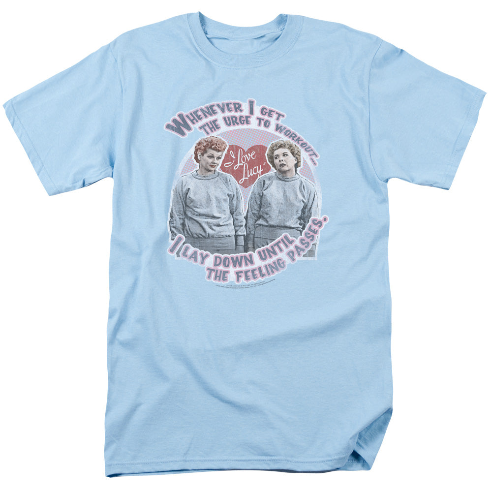 I Love Lucy Lucys Workout Mens T Shirt Light Blue Officially Licensed