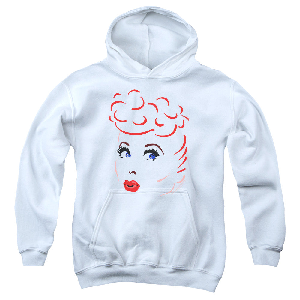 I Love Lucy Lines Face Kids Youth Hoodie White Officially Licensed