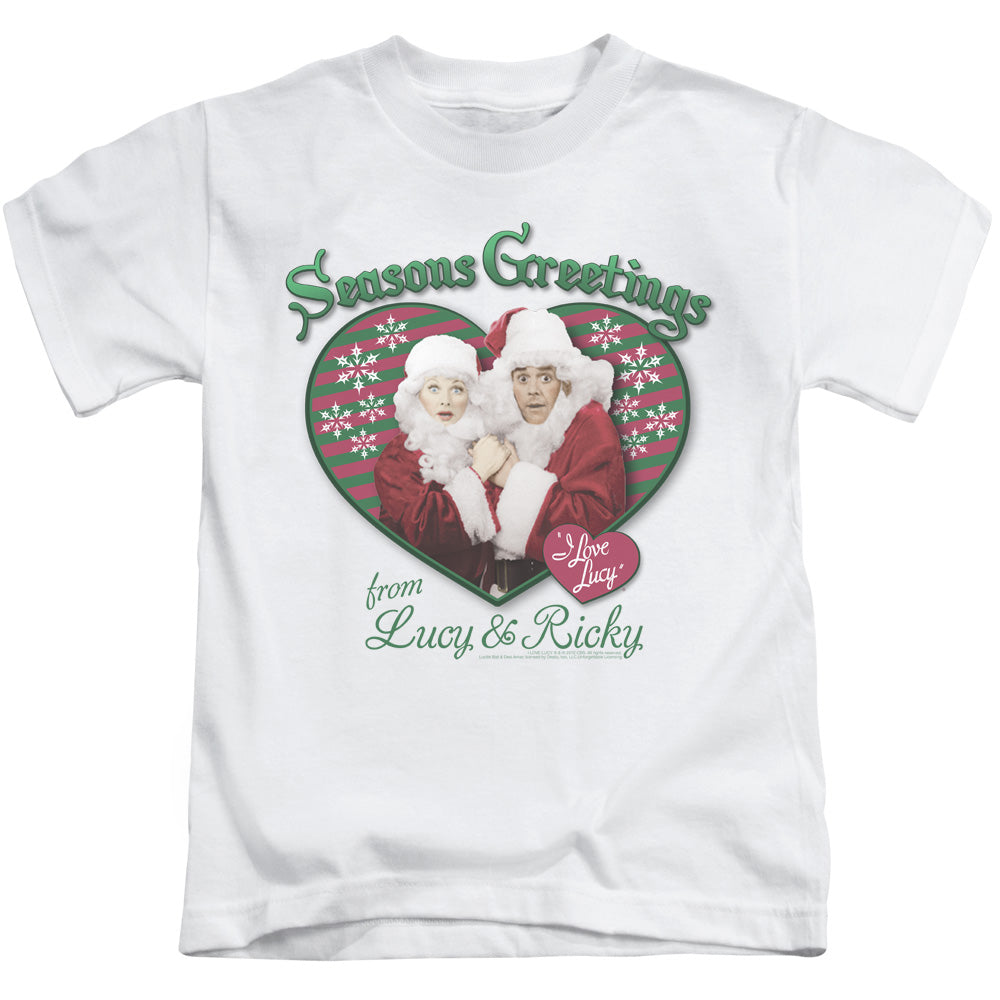I Love Lucy Seasons Greetings Juvenile Kids Youth T Shirt White Officially Licensed