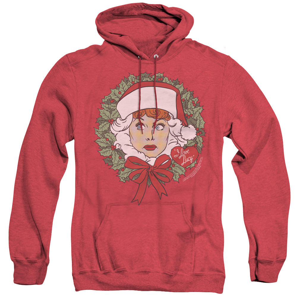I Love Lucy Wreath Heather Mens Hoodie Red Officially Licensed