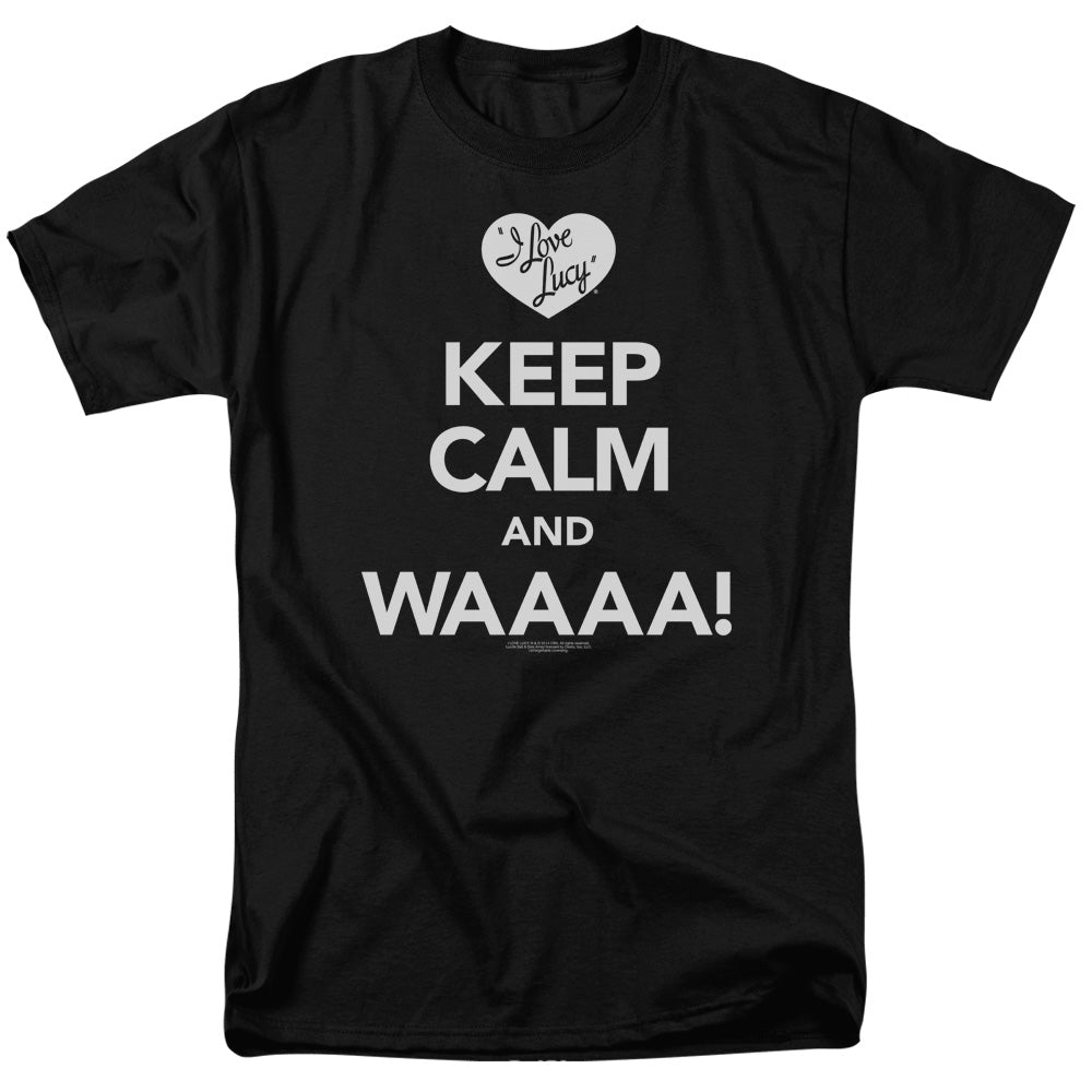 I Love Lucy Keep Calm Waaa Mens T Shirt Black Officially Licensed