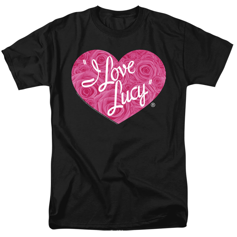 I Love Lucy Floral Logo Mens T Shirt Black Officially Licensed