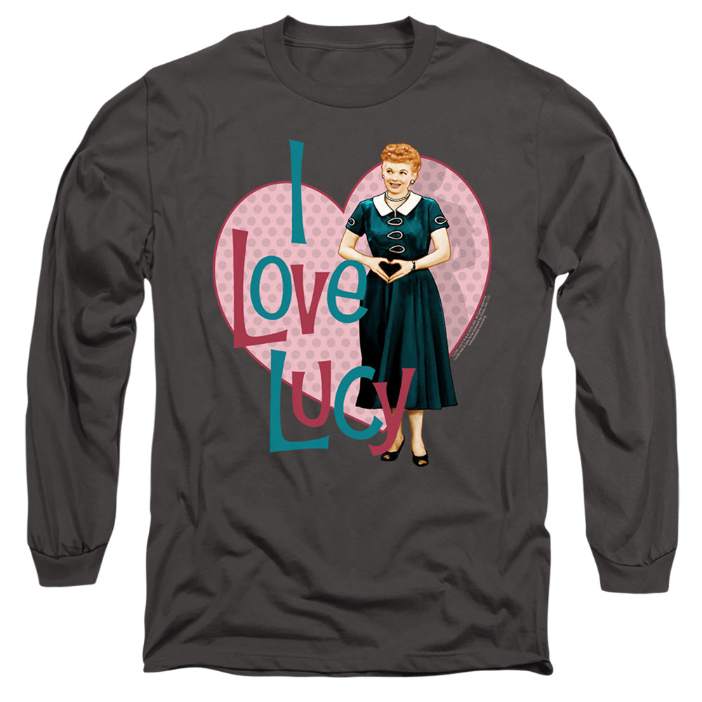 I Love Lucy Heart You Mens Long Sleeve Shirt Charcoal Officially Licensed Officially Licensed