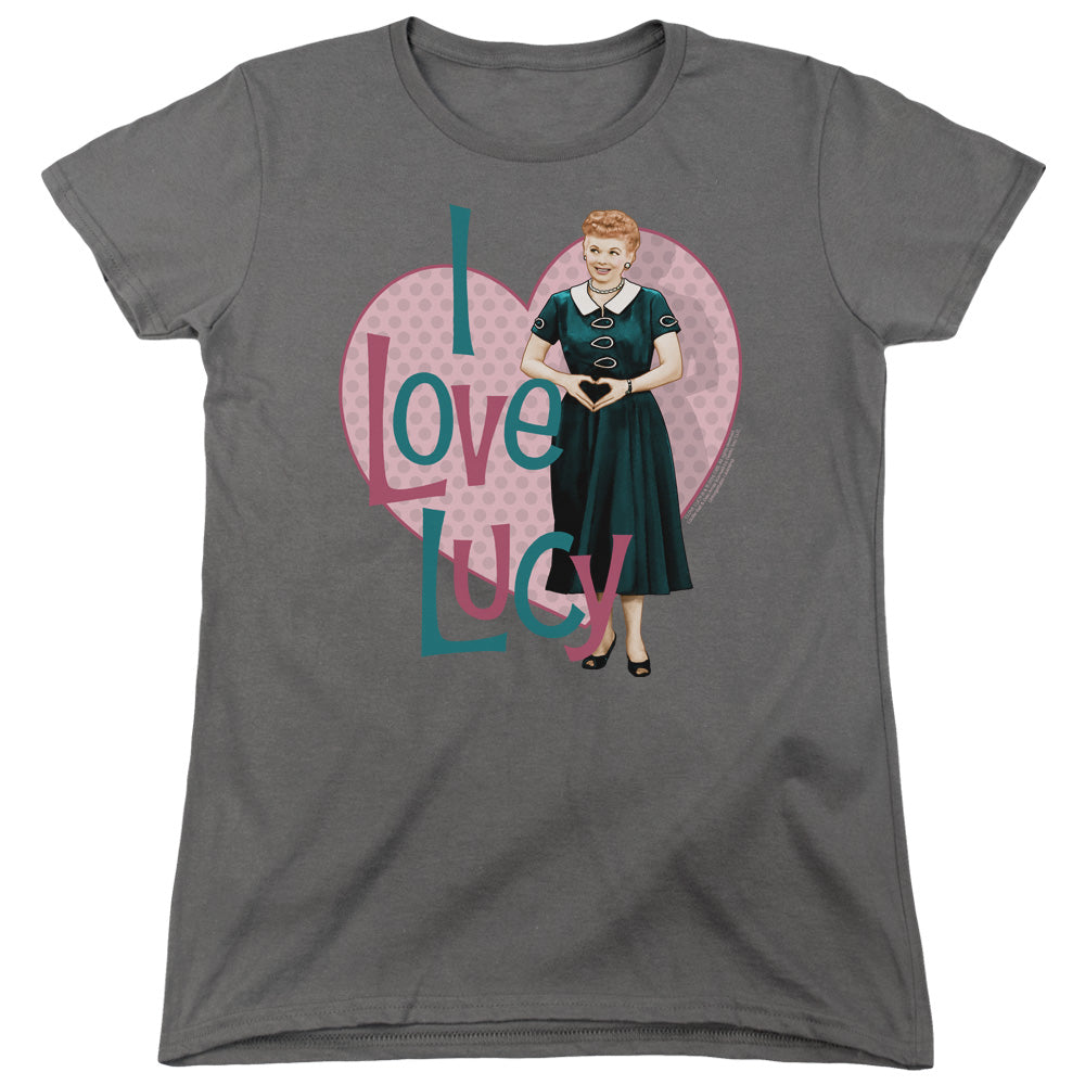 I Love Lucy Heart You Womens T Shirt Charcoal Officially Licensed