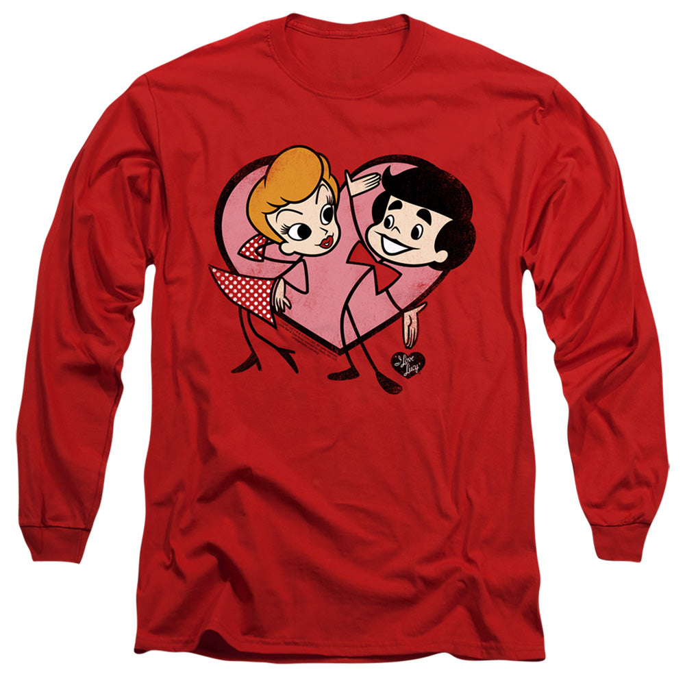 I Love Lucy Cartoon Love Mens Long Sleeve Shirt Red Officially Licensed Officially Licensed