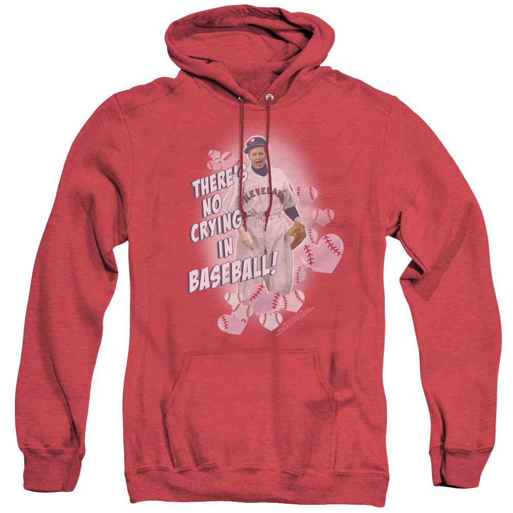 I Love Lucy No Crying In Baseball Mens Heather Hoodie Red Officially Licensed