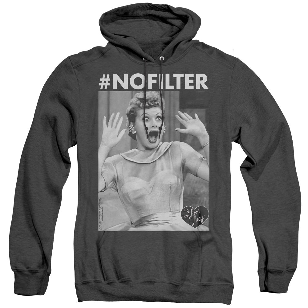 I Love Lucy No Filter Mens Heather Hoodie Black Officially Licensed