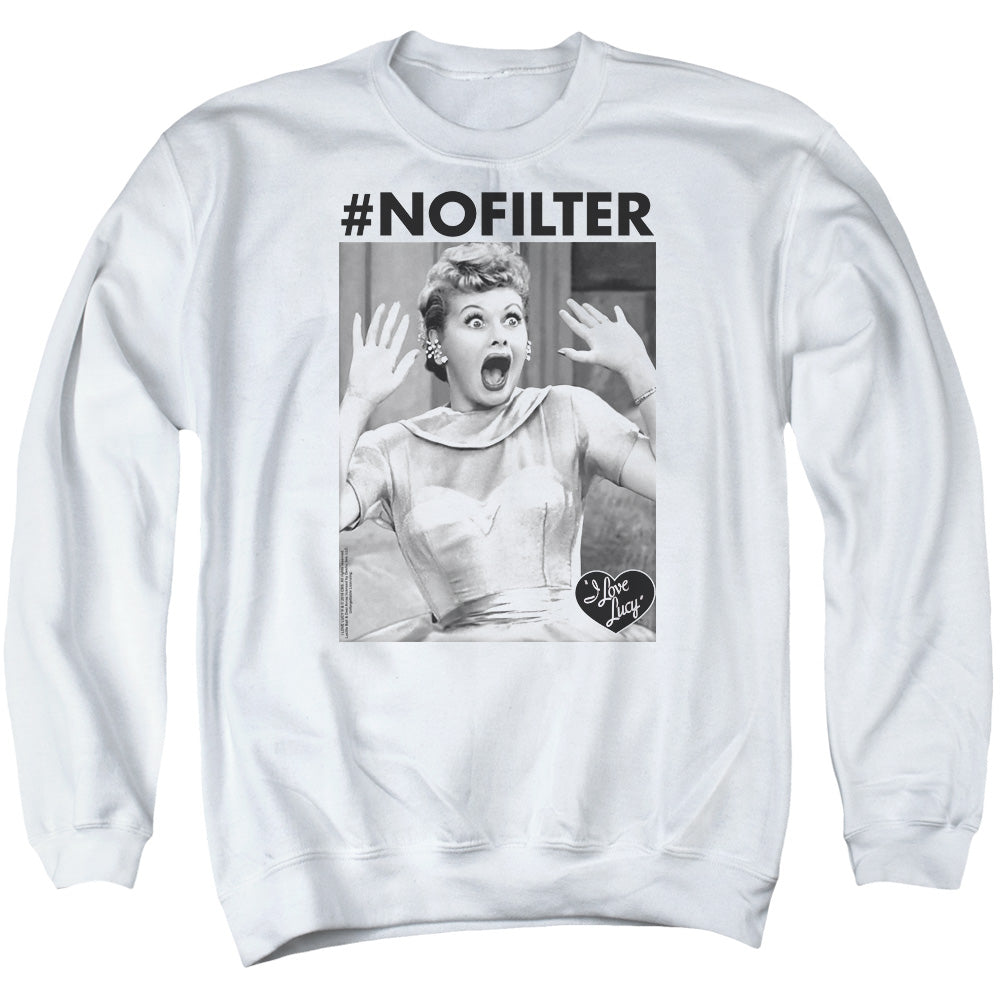 I Love Lucy No Filter Mens Crewneck Sweatshirt White Officially Licensed