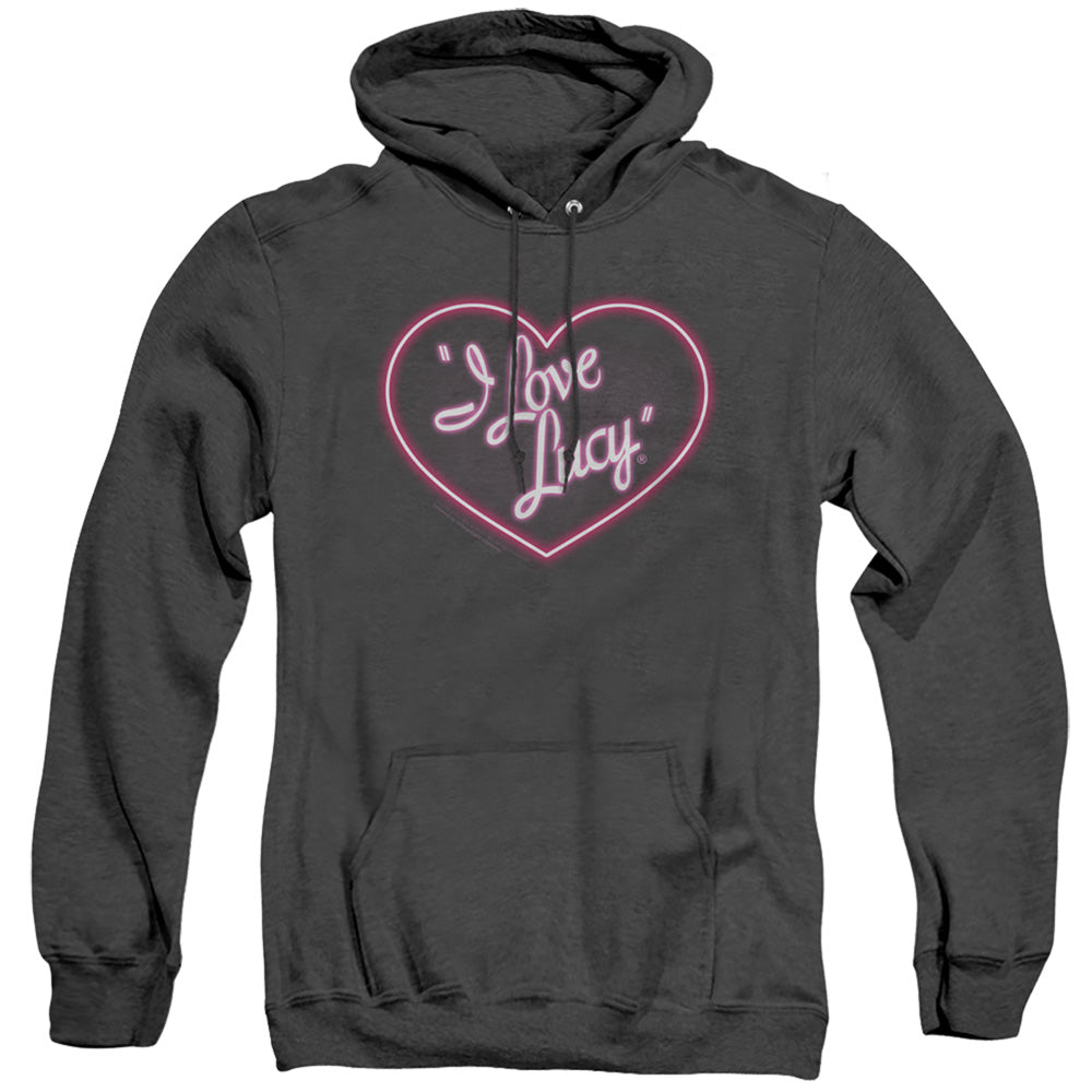 I Love Lucy Neon Logo Heather Mens Hoodie Black Officially Licensed