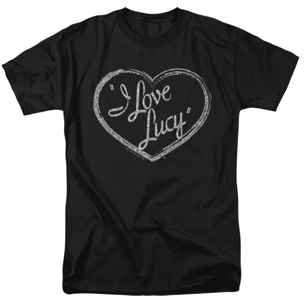 I Love Lucy Glitter Logo Mens T Shirt Black Officially Licensed