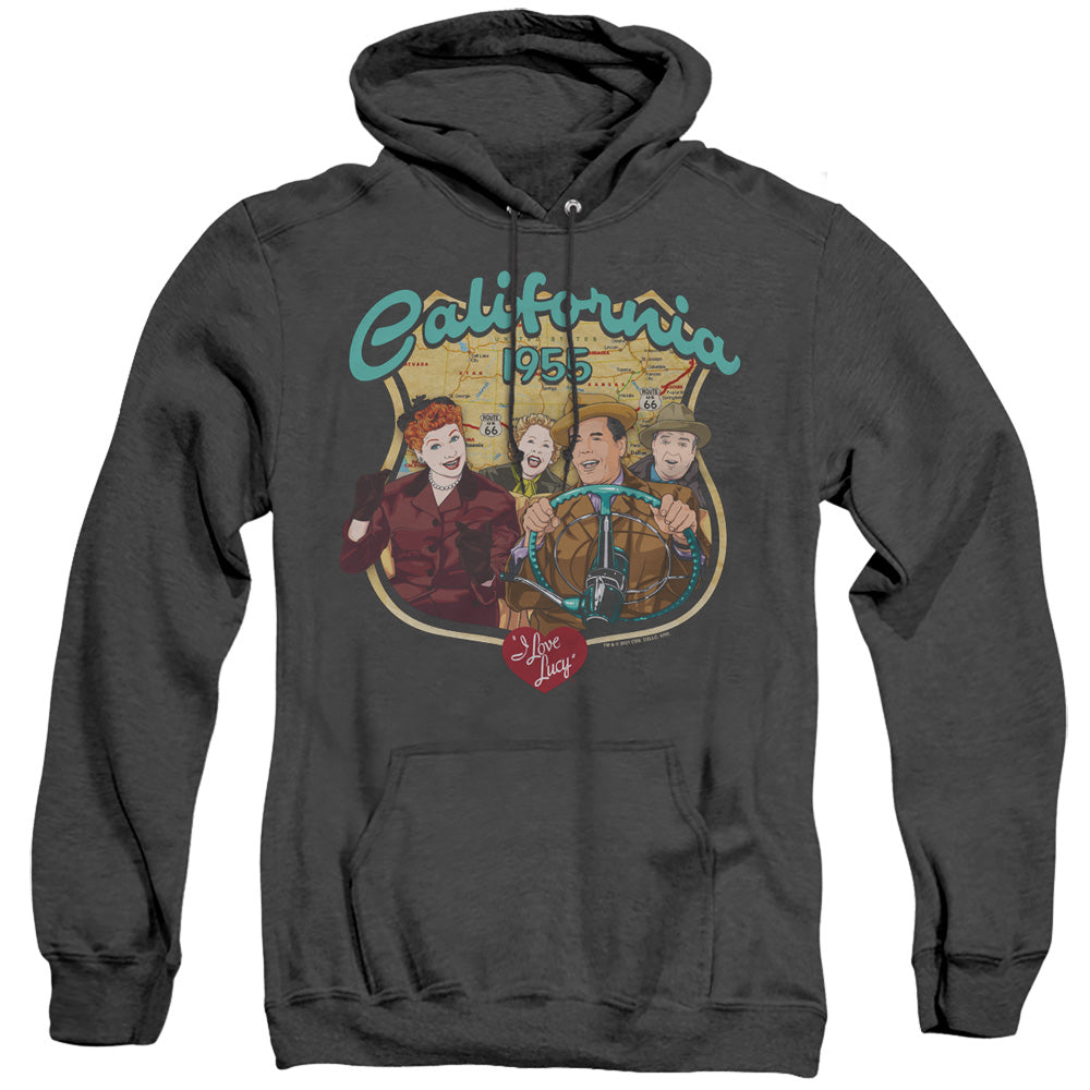 I Love Lucy Road Trip Mens Heather Hoodie Black Officially Licensed