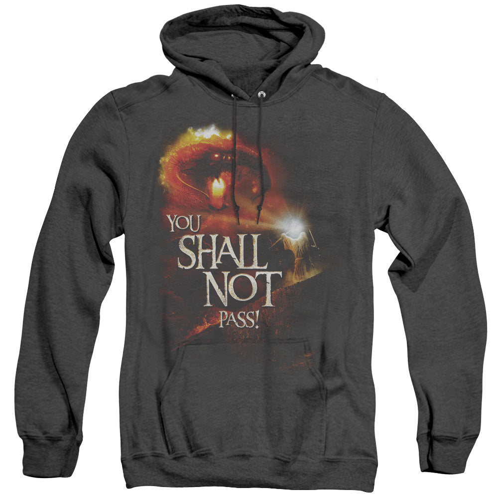 Lord of the Rings You Shall Not Pass Mens Heather Hoodie Black Officially Licensed