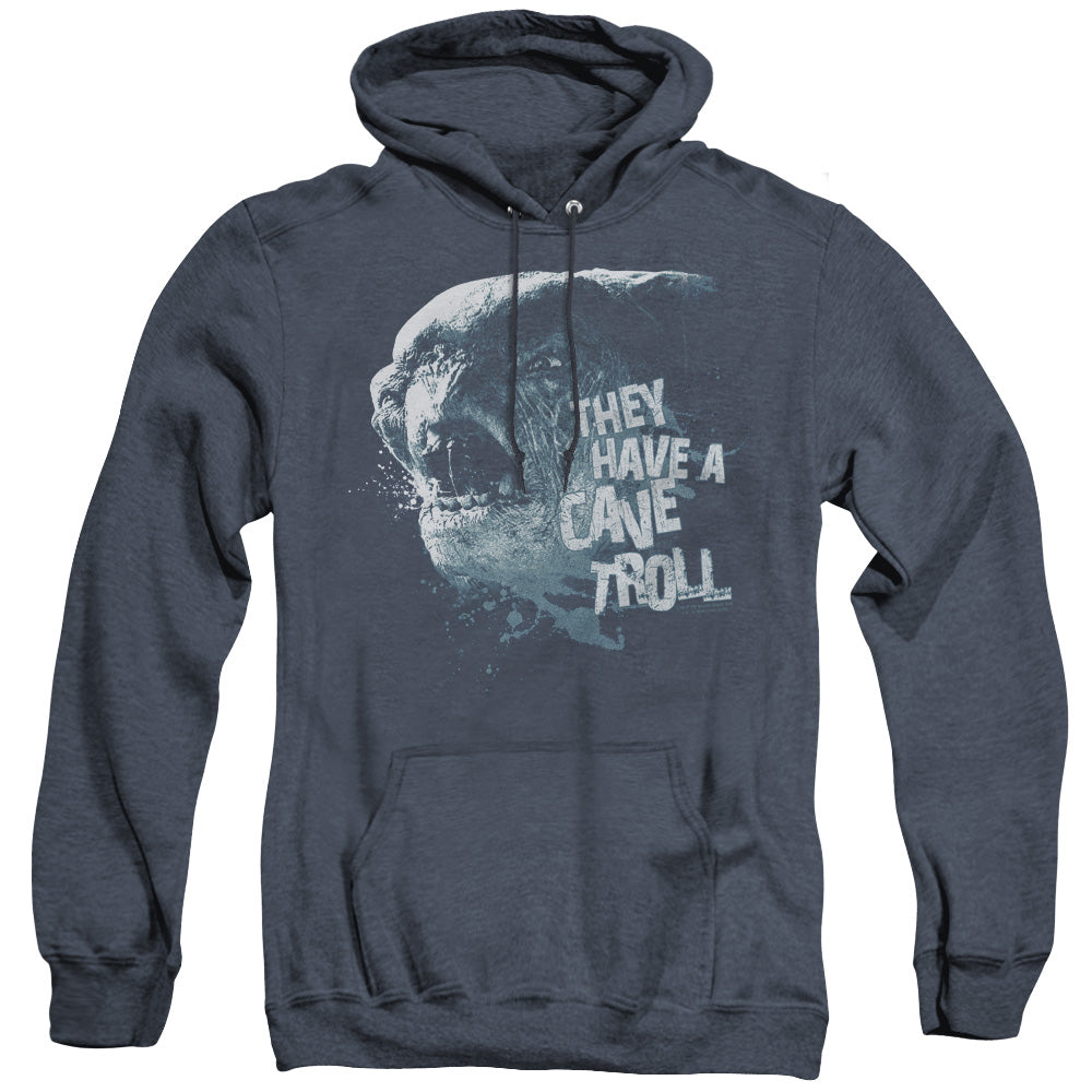 Lord of the Rings Cave Troll Mens Heather Hoodie Navy Officially Licensed