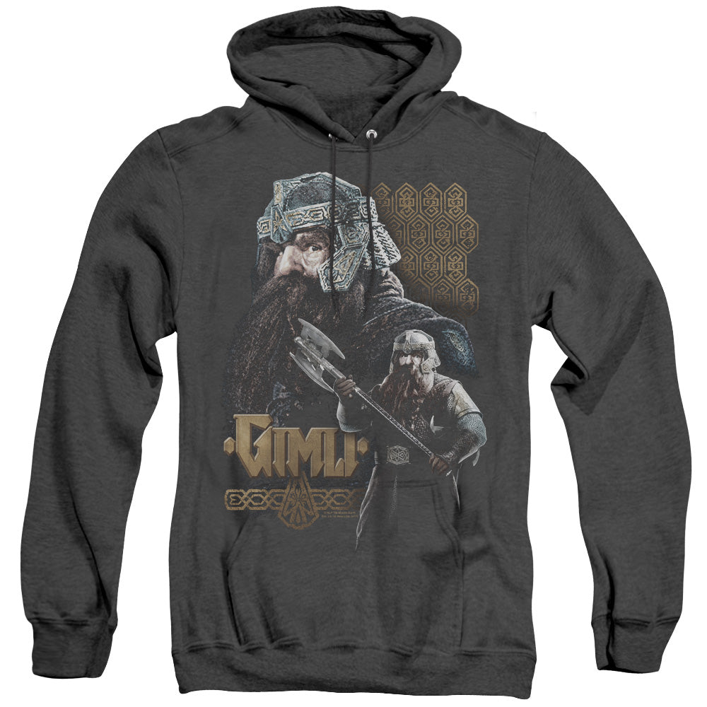 Lord of the Rings Gimli Mens Heather Hoodie Black Officially Licensed