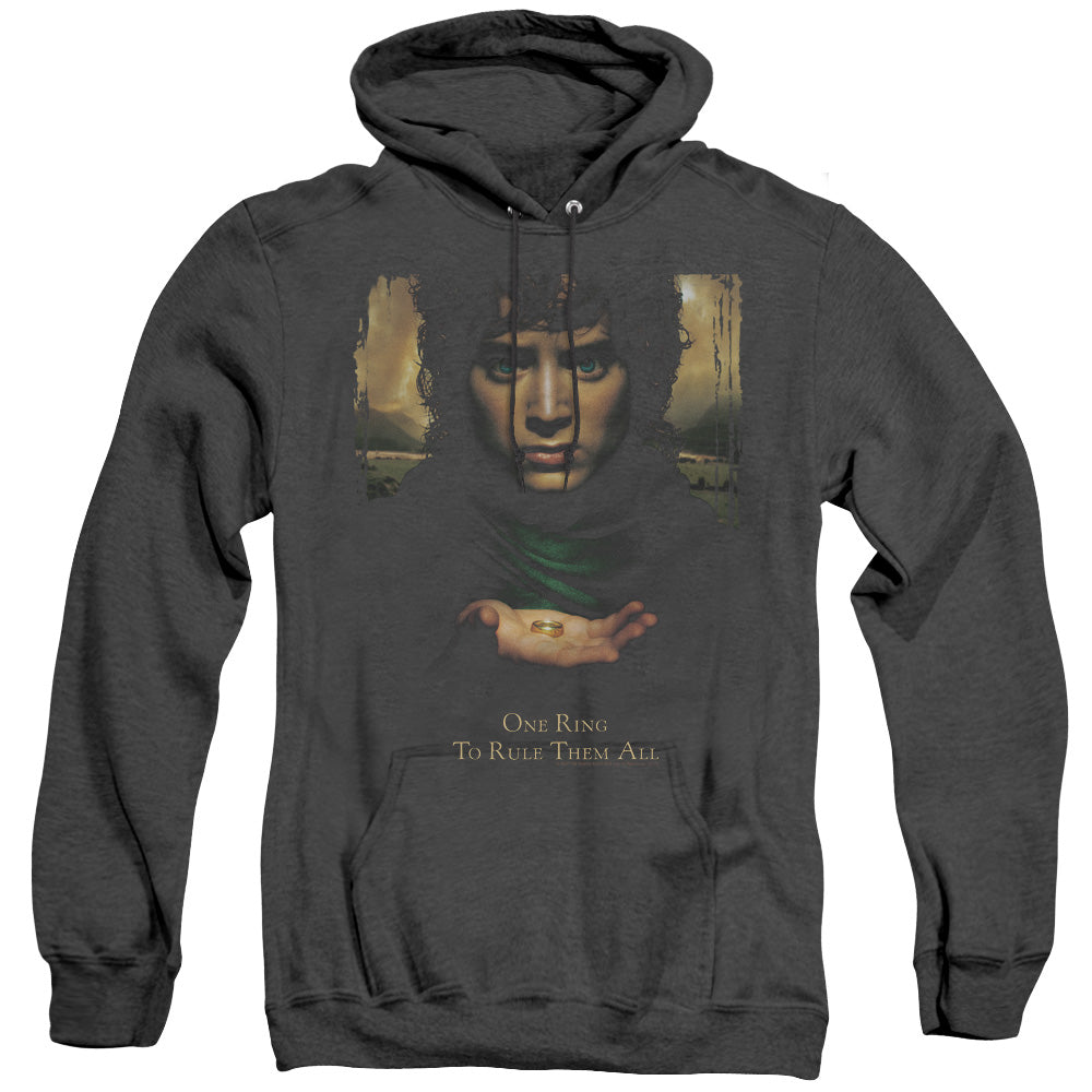 Lord of the Rings Frodo One Ring Mens Heather Hoodie Black Officially Licensed