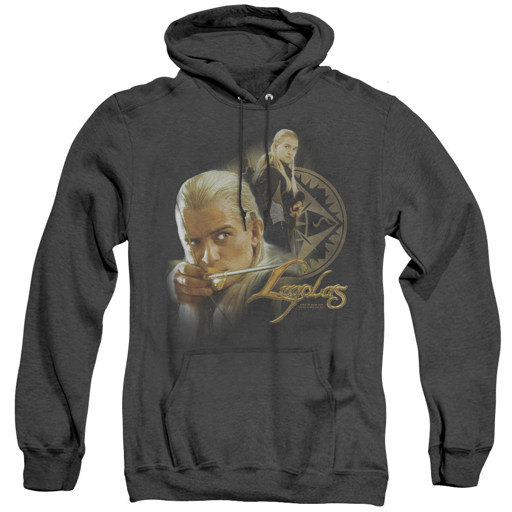 Lord of the Rings Legolas Mens Heather Hoodie Black Officially Licensed