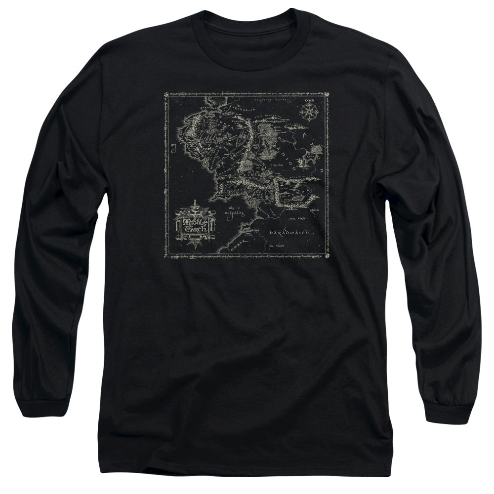 Lord Of The Rings Map Of Me Mens Long Sleeve Shirt Black Officially Licensed Officially Licensed