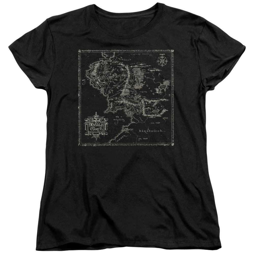 Lord Of The Rings Map of Me Womens T Shirt Black Officially Licensed