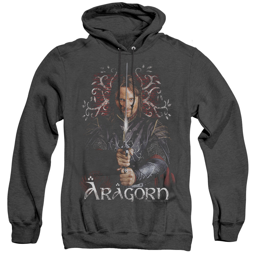Lord of the Rings Aragorn Mens Heather Hoodie Black Officially Licensed