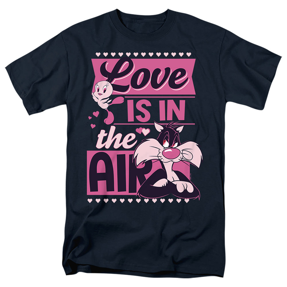 Looney Tunes Valentines Day Tweety Sylvester Love In The Air Mens T Shirt Navy Officially Licensed