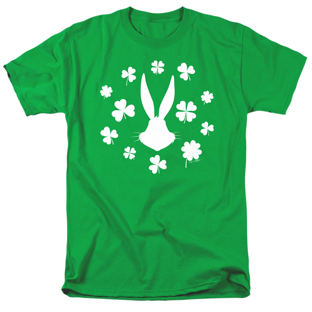 Looney Tunes Bugs Bunny St. Patricks Clover Silhouette Mens T Shirt Kelly Green Officially Licensed