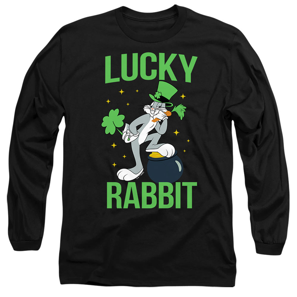 Looney Tunes Bugs Bunny St. Patrick'S Lucky Rabbit Mens Long Sleeve Shirt Black Officially Licensed