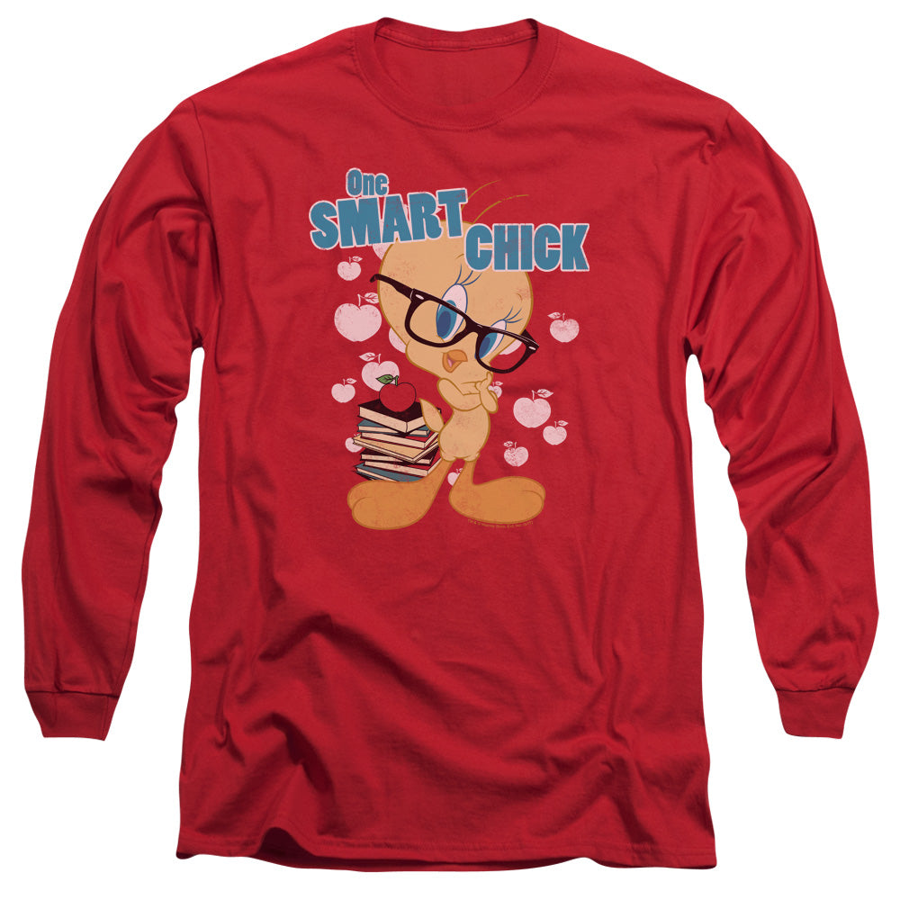 Looney Tunes One Smart Chick Mens Long Sleeve Shirt Red Officially Licensed