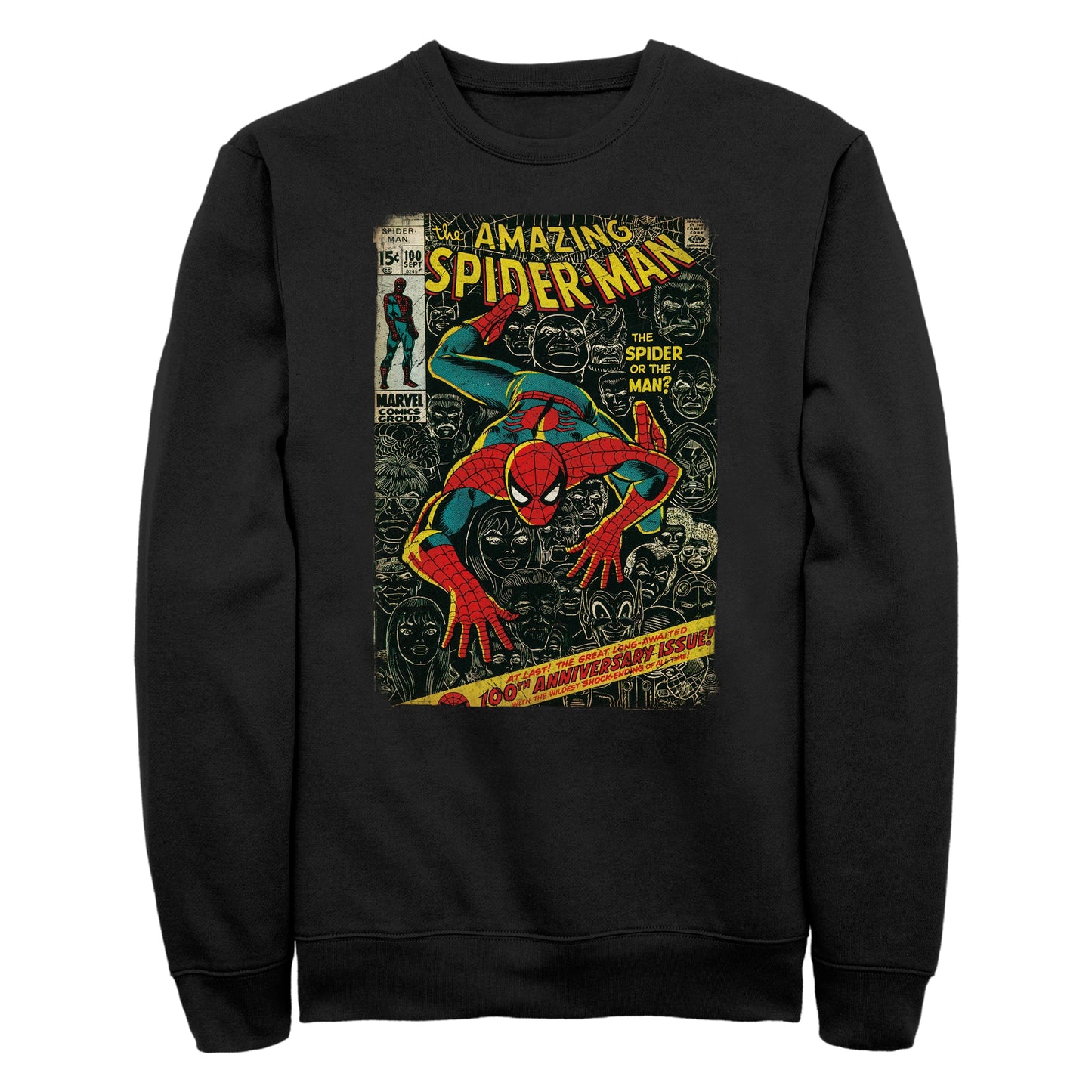 Marvel Spidey Front Cover Mens Crewneck Sweatshirt