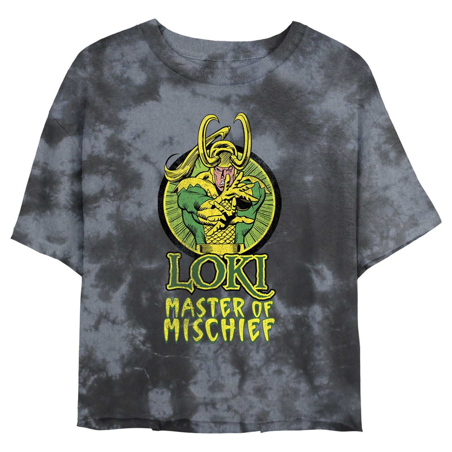 Marvel Loki All Bombard Tie-Dye Juniors T Shirt