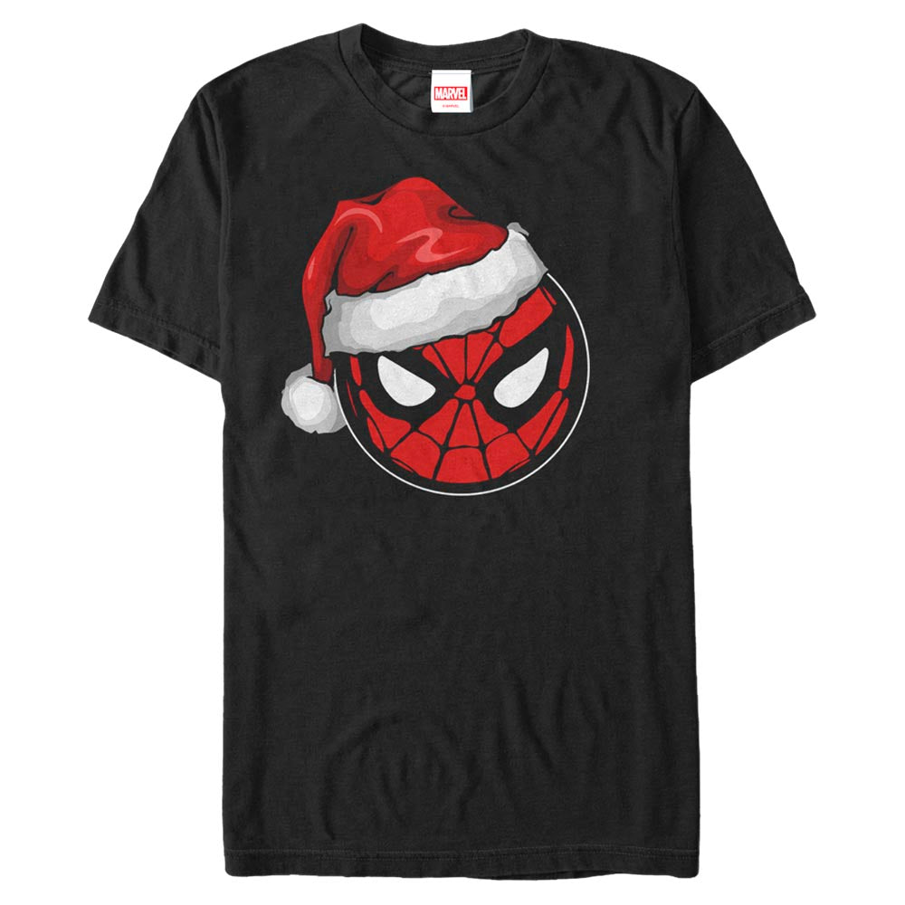 Marvel Spidey Santa Hat Mens T Shirt