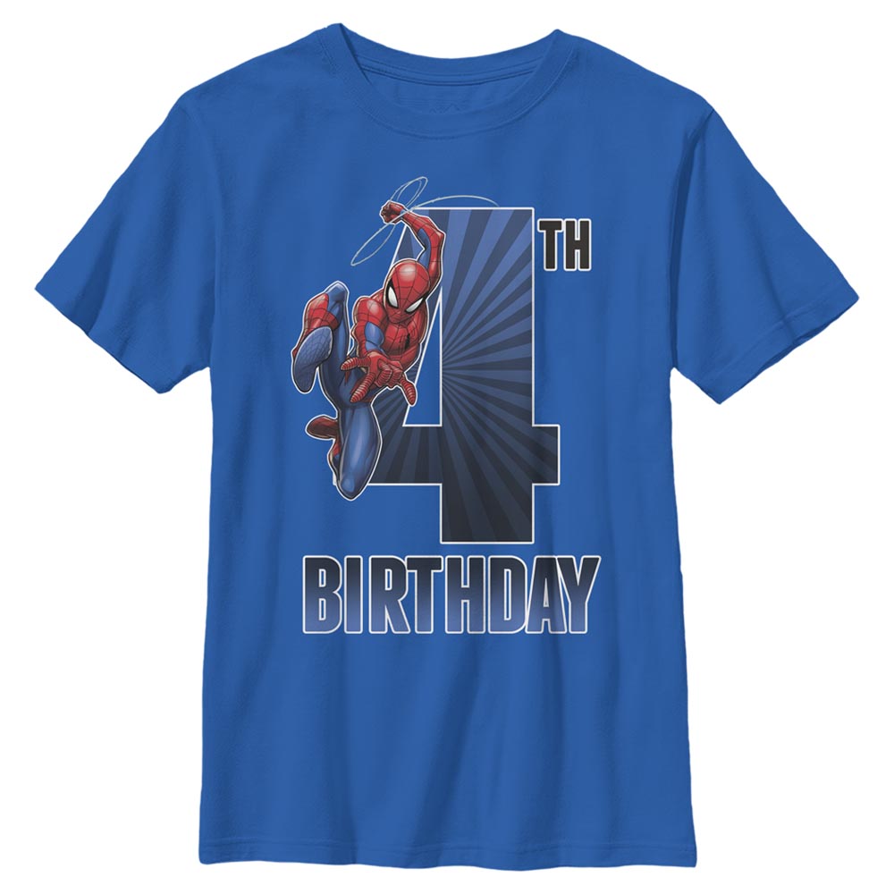 Marvel Spider-Man Swinging 4th Birthday Boys Kids T Shirt
