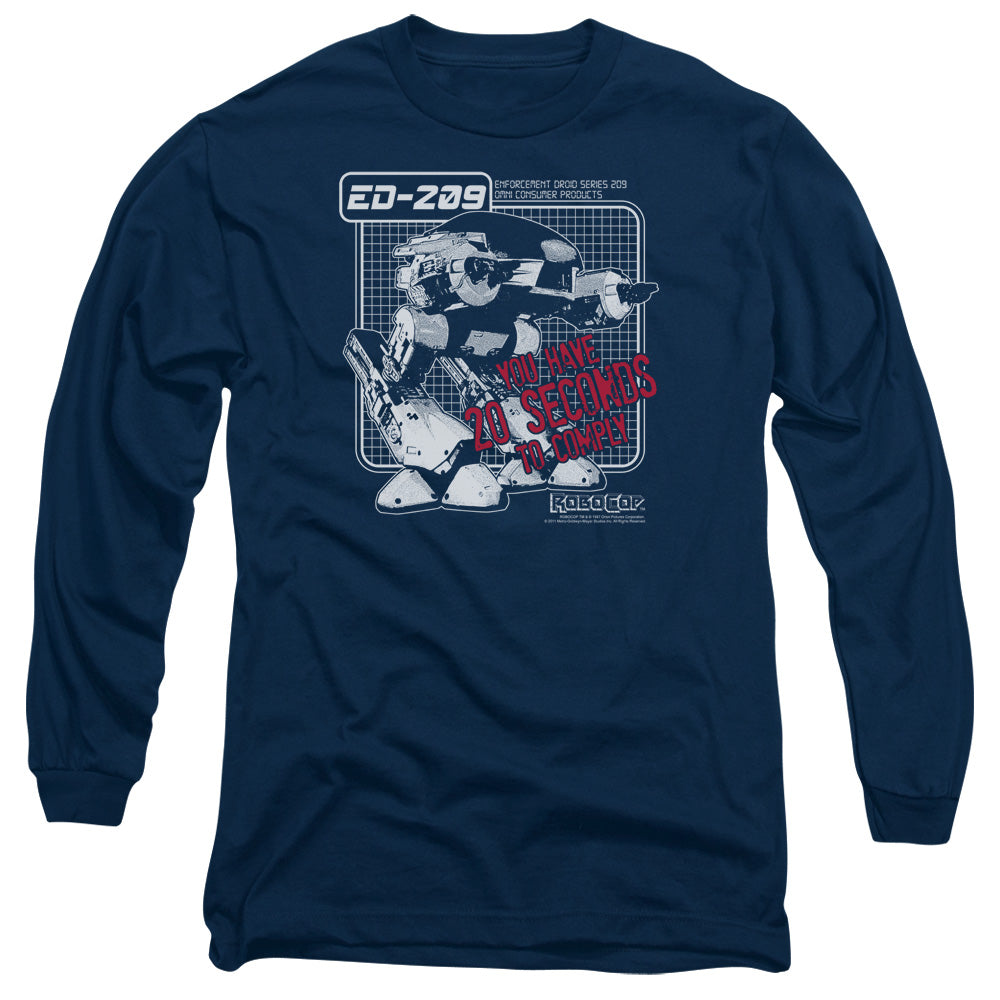 Robocop Ed 209 Mens Long Sleeve Shirt Navy Blue Officially Licensed