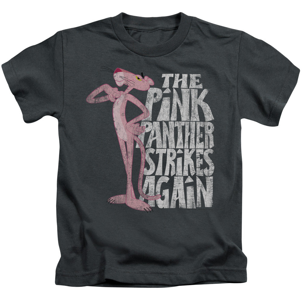 Pink Panther Strikes Again Juvenile Kids Youth T Shirt Charcoal Officially Licensed