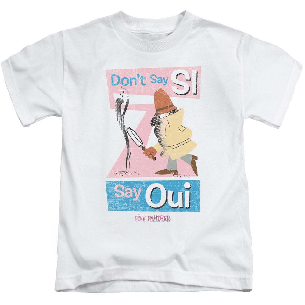 Pink Panther Say Oui Juvenile Kids Youth T Shirt White Officially Licensed