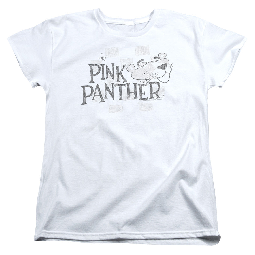 Pink Panther Sketch Logo Womens T Shirt White Officially Licensed