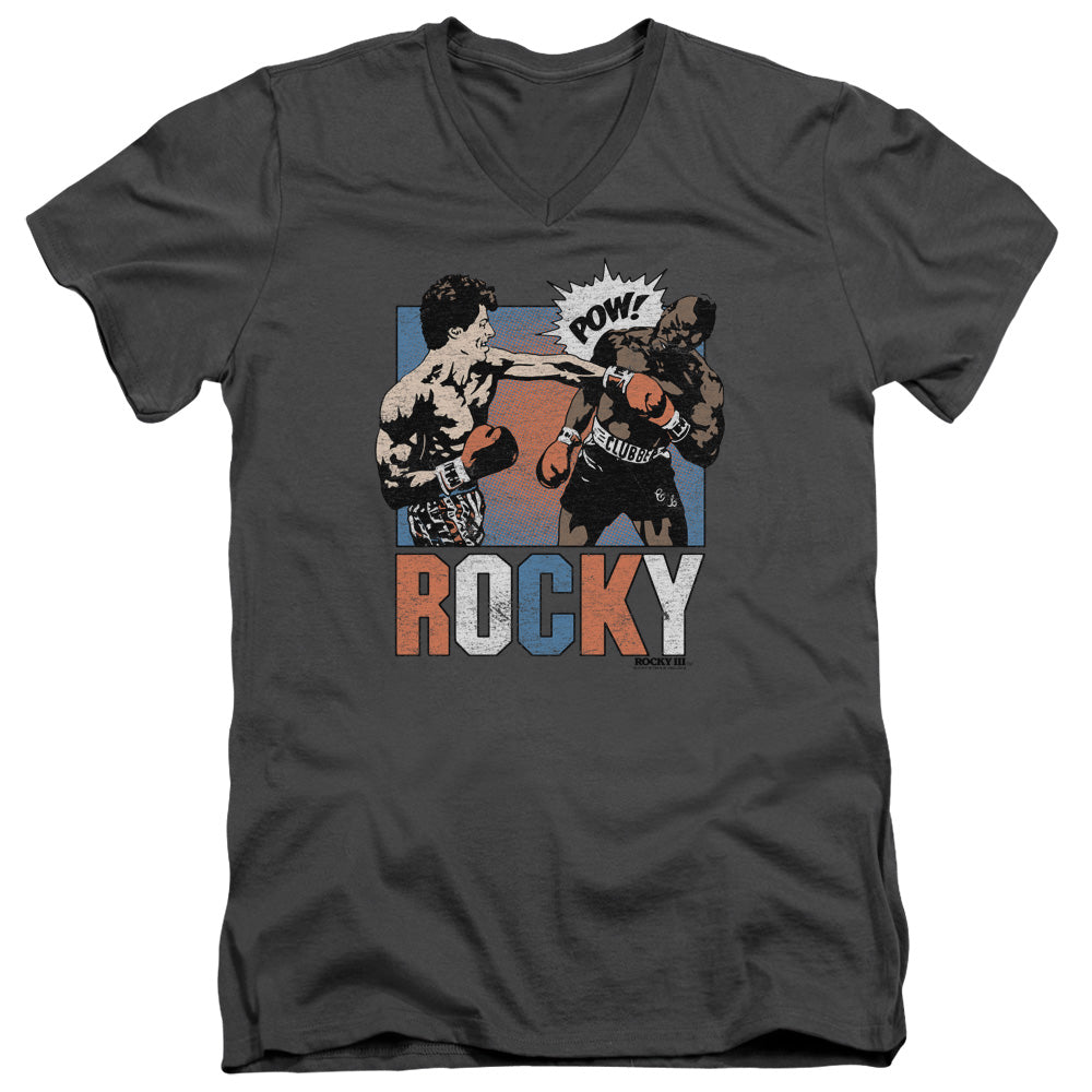 Rocky Rocky Pow Mens Slim Fit V-Neck T Shirt Charcoal Officially Licensed