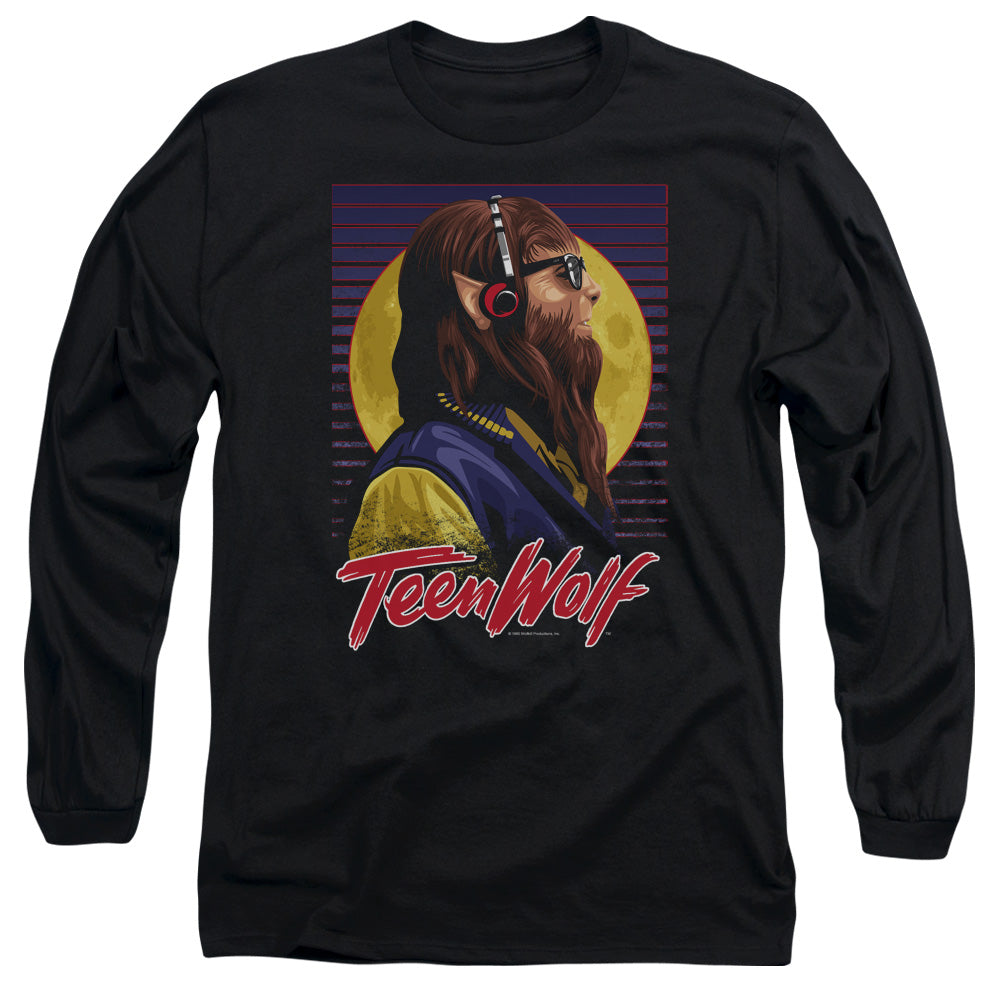 Teen Wolf Headphone Wolf Mens Long Sleeve Shirt Black Officially Licensed
