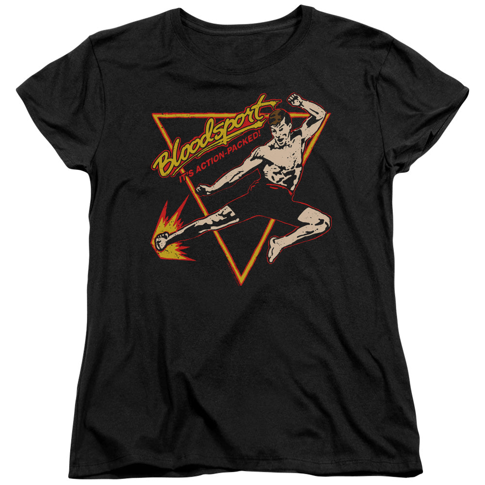 Bloodsport Action Packed Womens T Shirt Black Officially Licensed