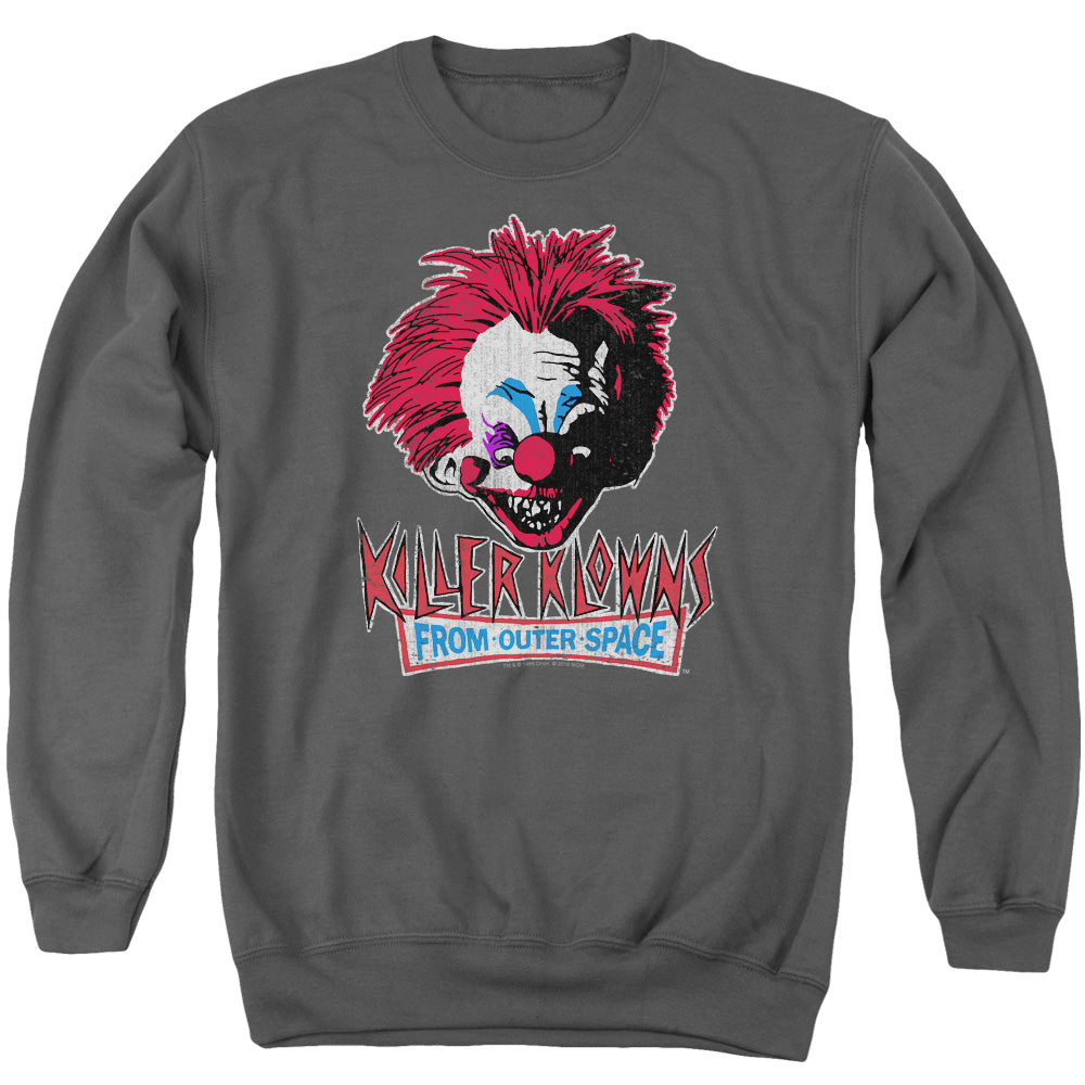 Killer Klowns From Outer Space Rough Clown Mens Crewneck Sweatshirt Charcoal Officially Licensed