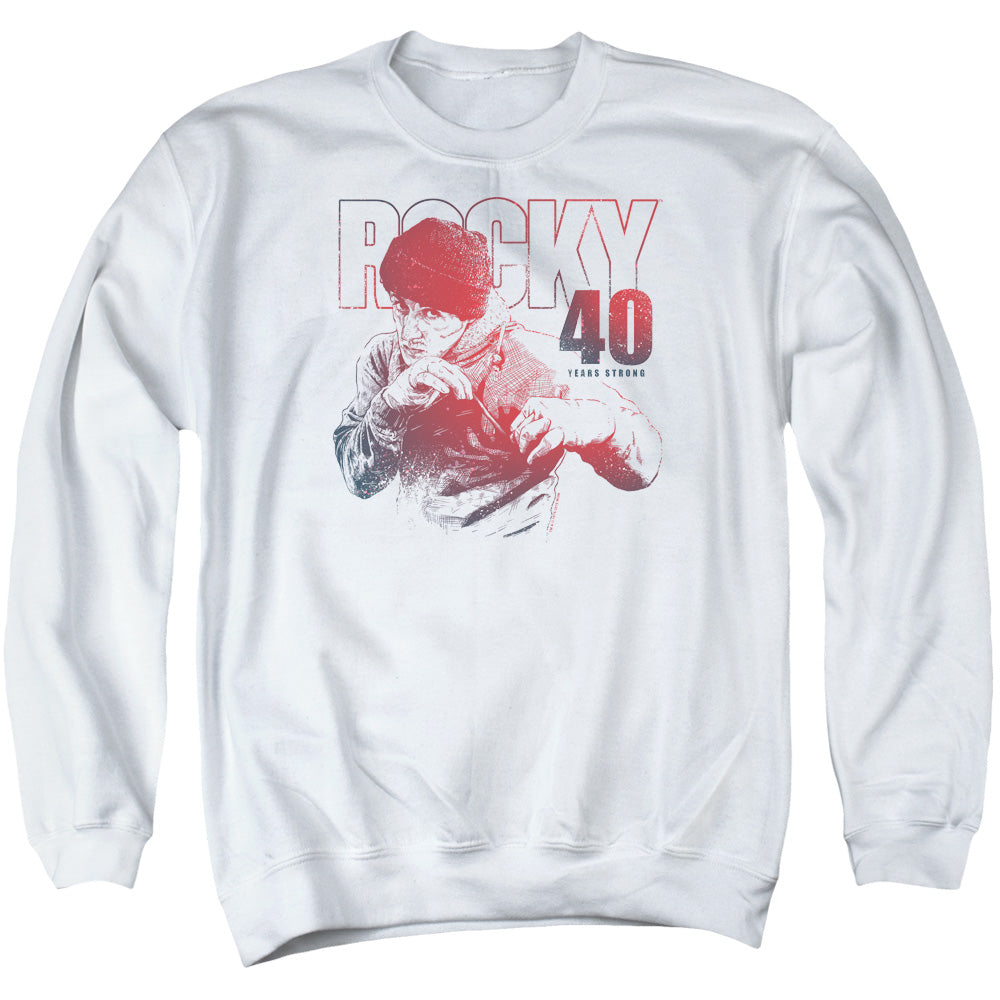 Rocky 40 Years Strong Mens Crewneck Sweatshirt White Officially Licensed