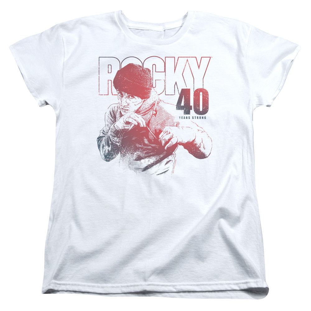 Rocky 40 Years Strong Womens T Shirt White Officially Licensed