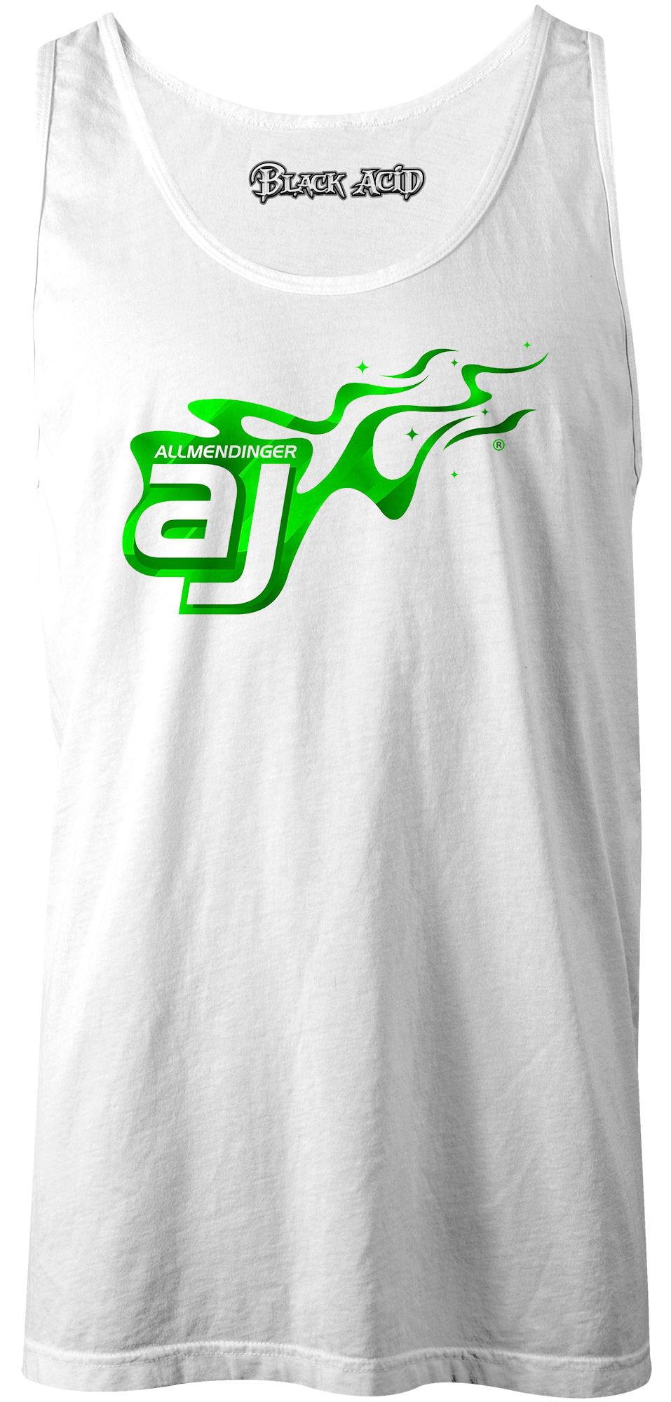 AJ Allmendinger - Men's Tank Green Flame Logo
