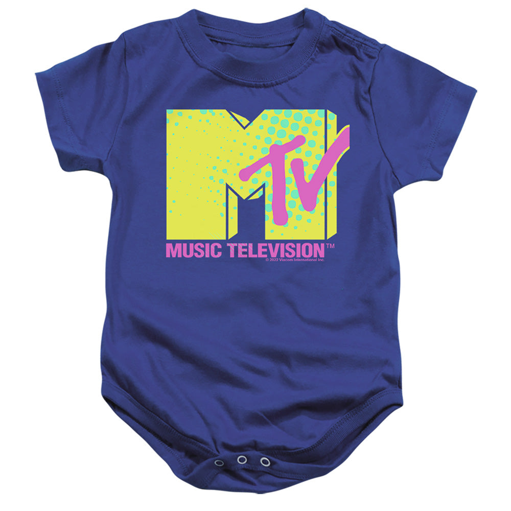 Mtv Neon Logo Infant Baby Snapsuit Royal Blue Officially Licensed