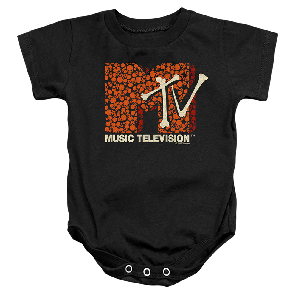 Mtv Skull Filled Logo Infant Baby Snapsuit Black Officially Licensed