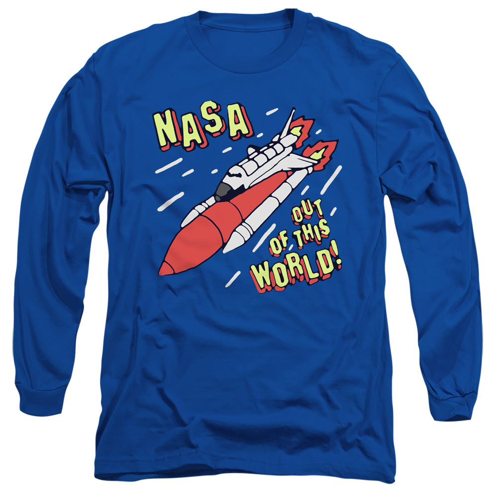 Nasa Out Of This World Mens Long Sleeve Shirt Royal Blue Officially Licensed