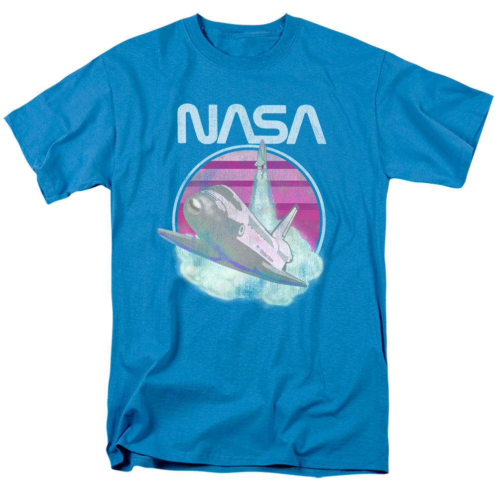 Nasa Shuttle Launch Mens T Shirt Turquoise Officially Licensed