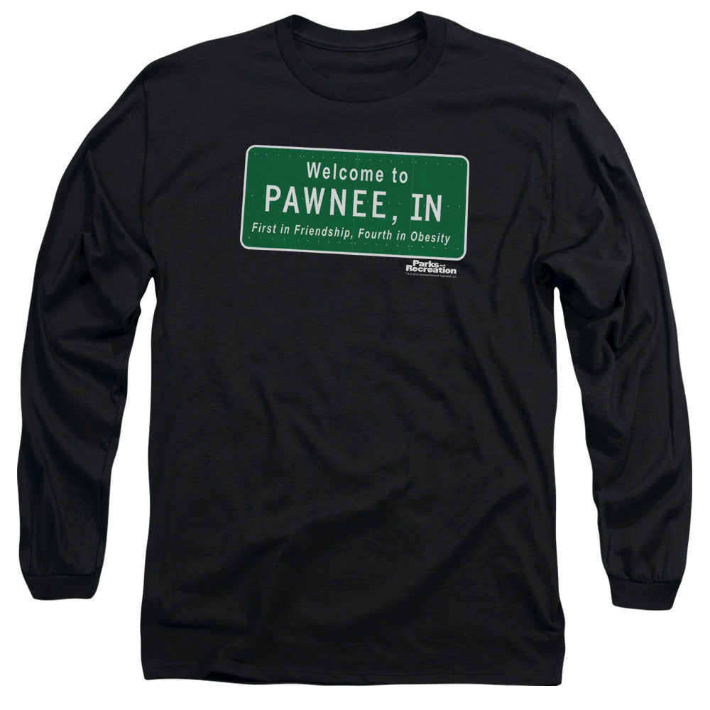 Parks And Rec Pawnee Sign Mens Long Sleeve Shirt Black