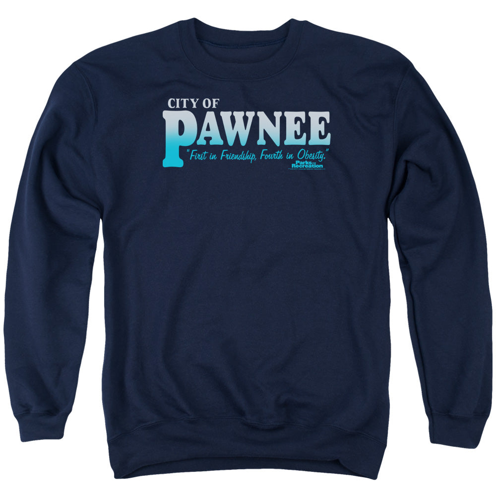 Parks And Rec Pawnee Mens Crewneck Sweatshirt Navy